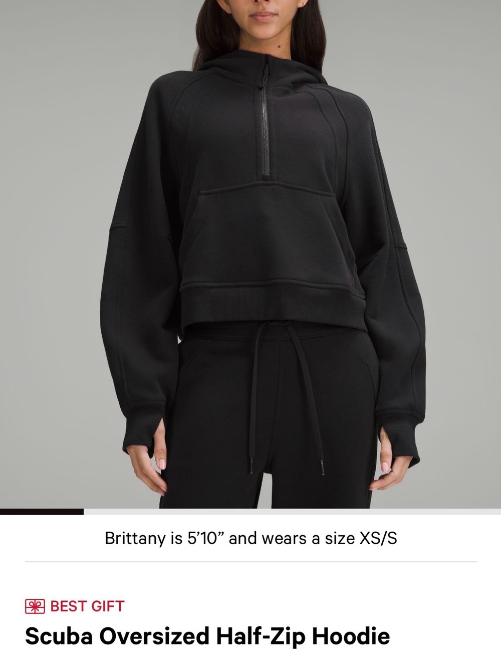 Lululemon Black Half-Zip Scuba Hoodie Top
